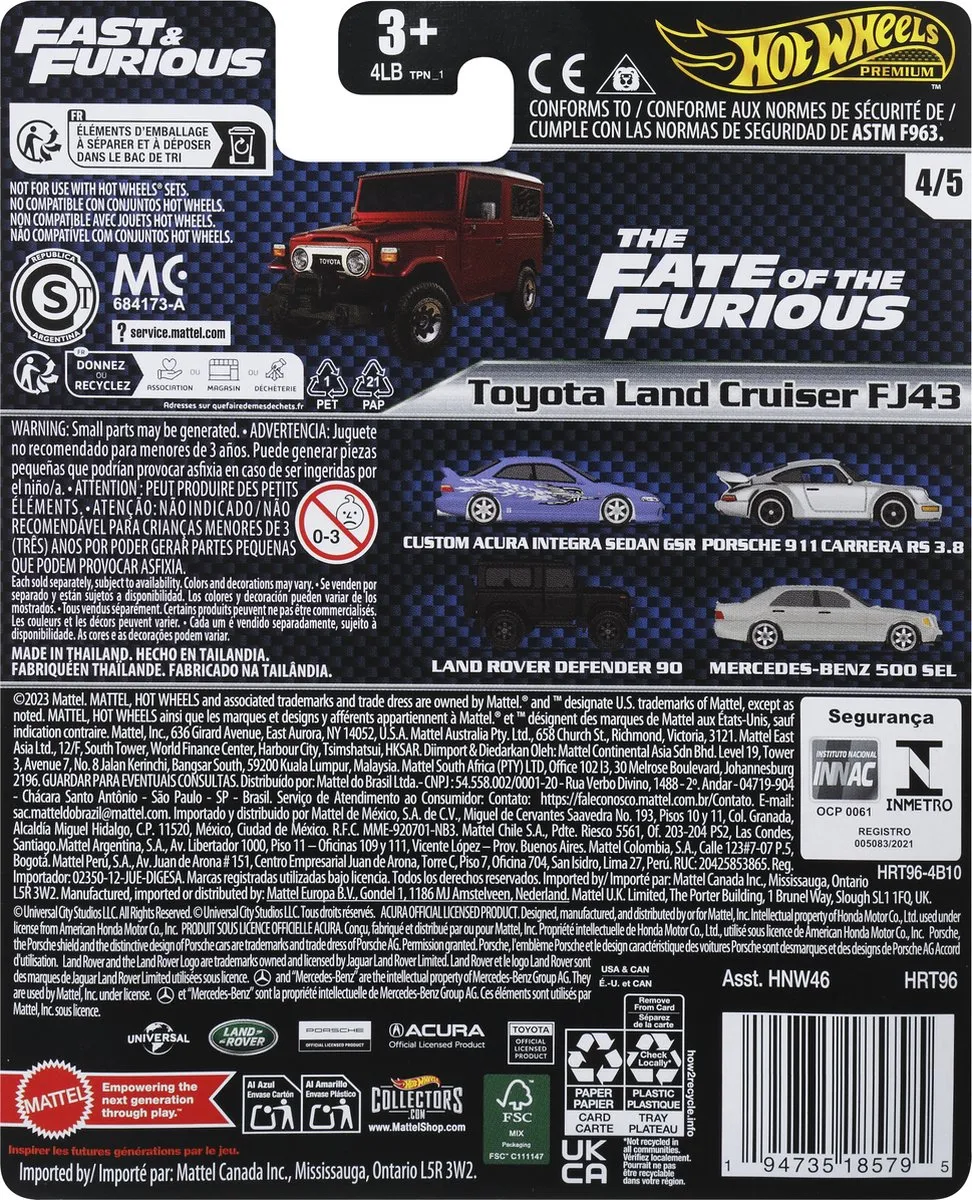 Hot Wheels Fast & Furious Toyota Land Cruiser FJ43 HNW46 - Bordeaux Rood