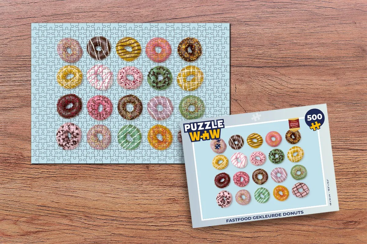 PuzzleWow Fastfood Donuts Legpuzzel 500 Stuks - Multicolor