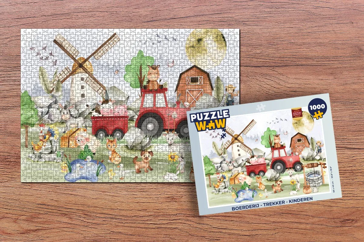 PuzzleWow Boerderij Trekker Legpuzzel 1000 Stuks - Multicolor