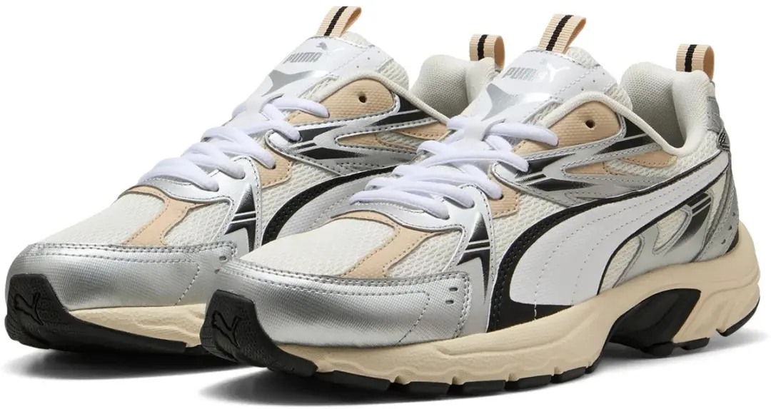 PUMA Milenio Tech Sneakers 37.5 - Wit/Zwart/Zilver/Beige
