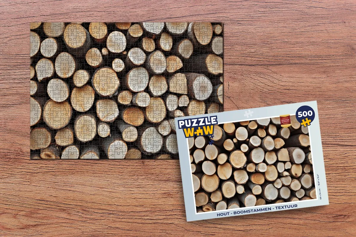 PuzzleWow Boomstammen Legpuzzel 500 Stuks - Houttextuur
