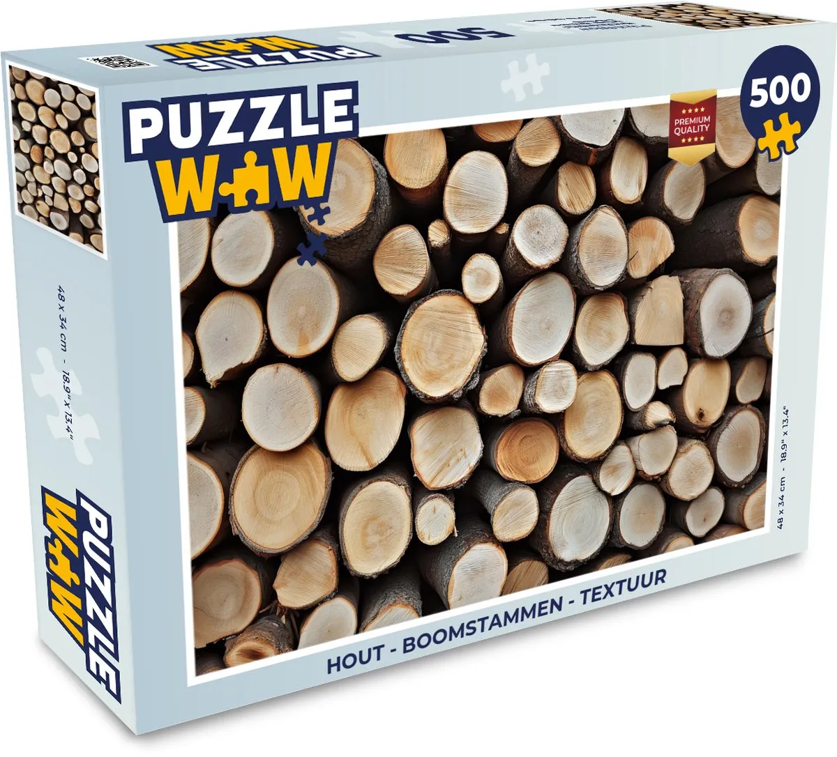 PuzzleWow Boomstammen Legpuzzel 500 Stuks - Houttextuur