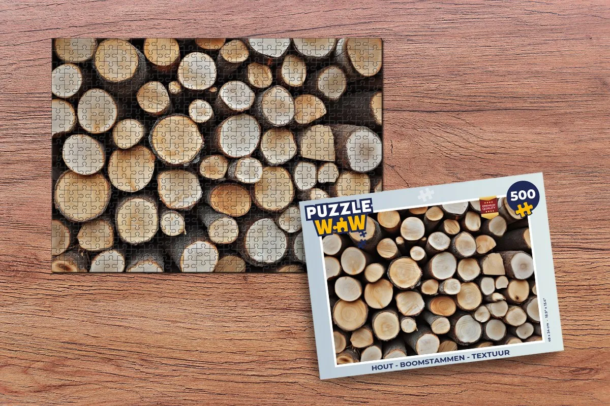 PuzzleWow Boomstammen Legpuzzel 500 Stuks - Houttextuur