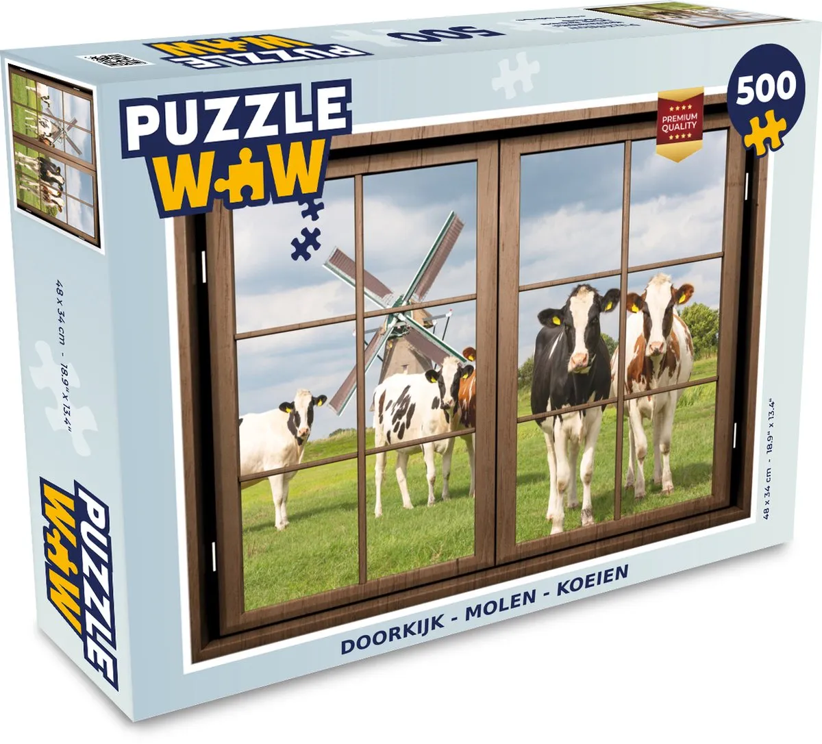 PuzzleWow Doorkijk Molen Koe Legpuzzel 500 Stuks