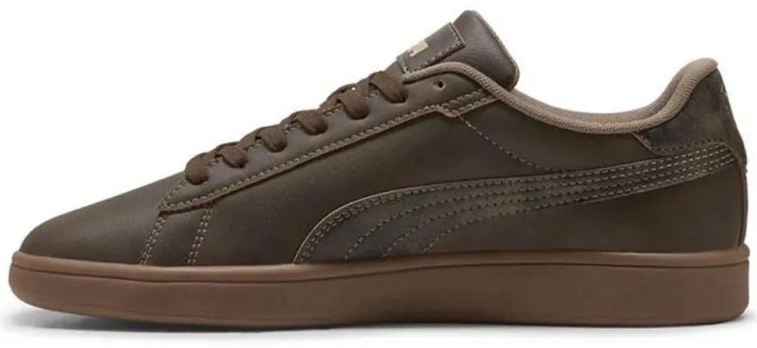 Puma Heren Smash 3.0 Crafted Leather Sneakers Chocolate Totally Taupe