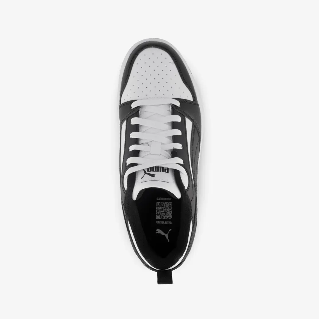 PUMA Rebound v6 Low Unisex Sneakers 106803 - Wit/Zwart/Wit - afbeelding 3 van 6