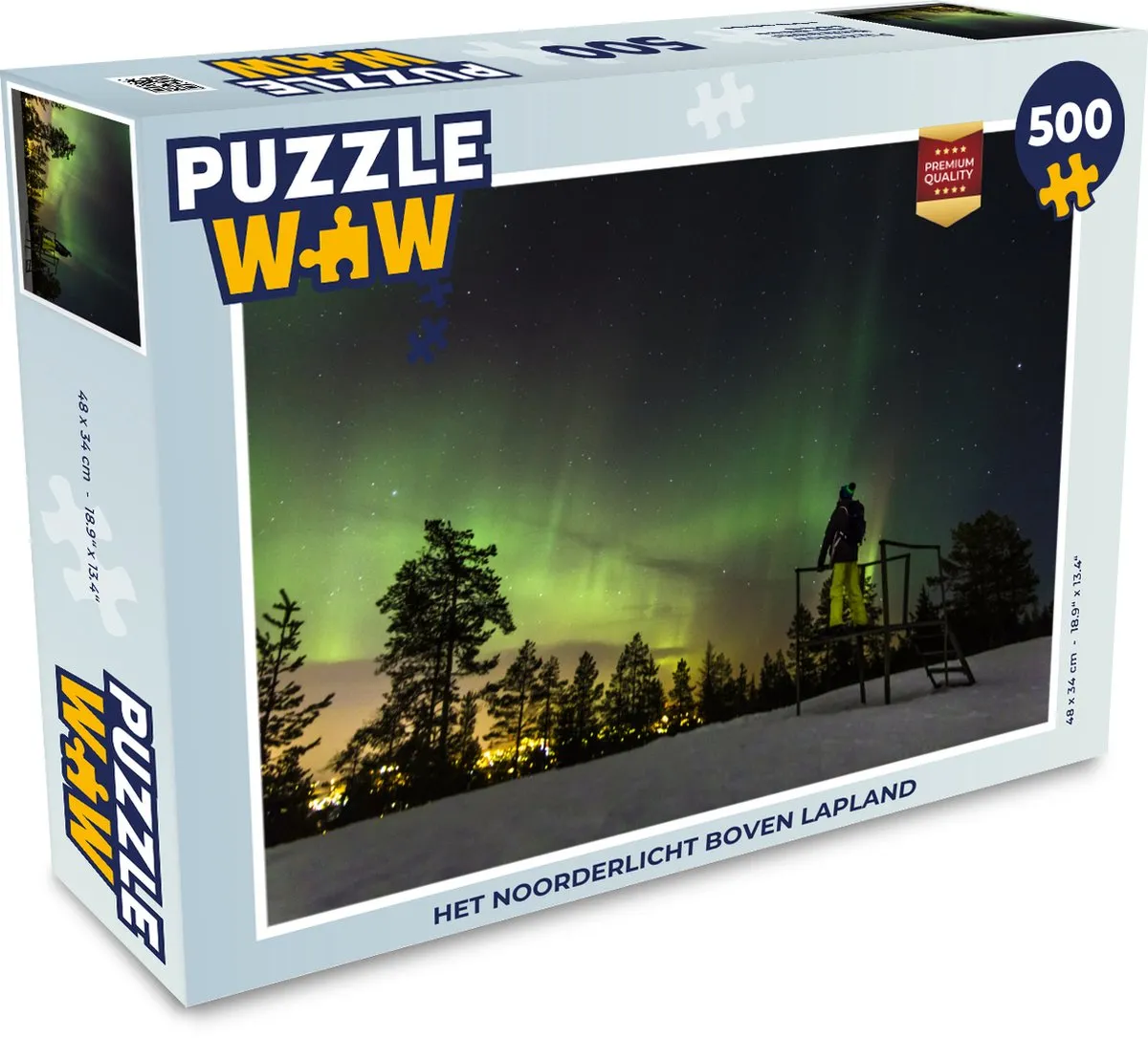 PuzzleWow Het Noorderlicht Lapland Legpuzzel 500 Stuks - Multicolor