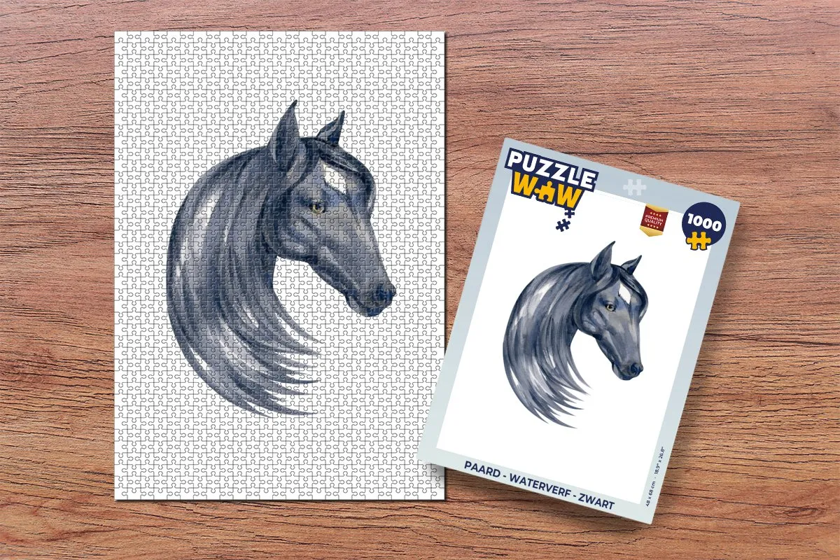 PuzzleWow Paard Waterverf Puzzel 1000 Stuks - Multicolor