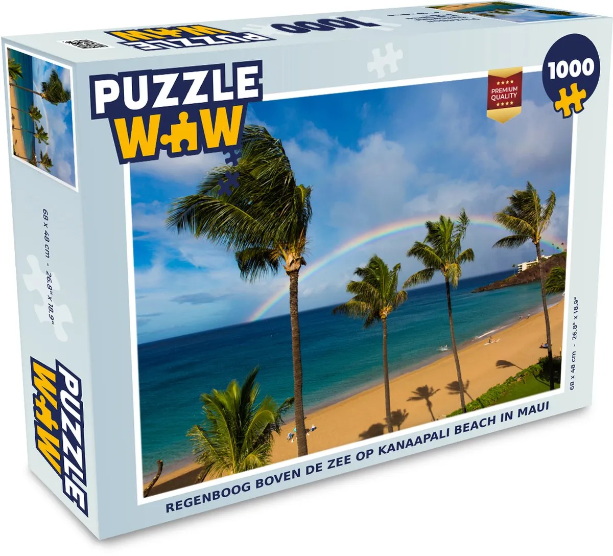PuzzleWow Regenboog boven de zee op Kanaapali Beach Legpuzzel 1000 Stuks - Multicolor