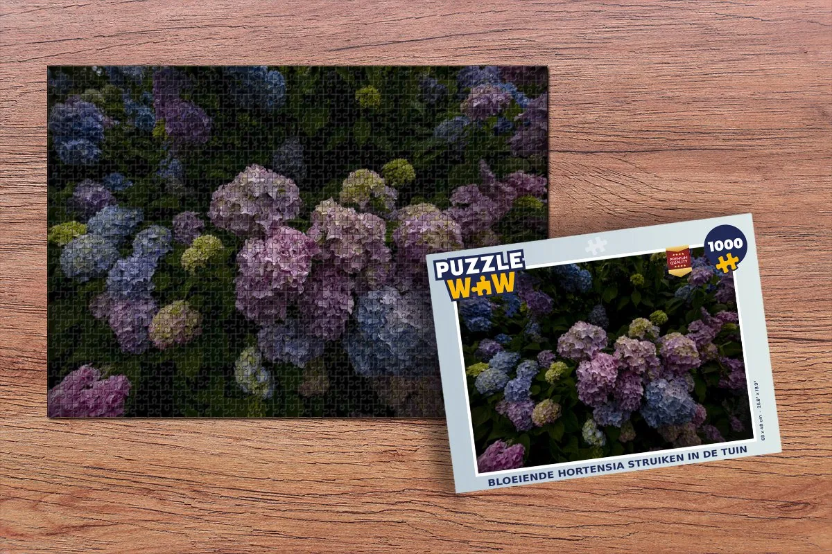 PuzzleWow Bloeiende Hortensia Legpuzzel 1000 Stuks - Multicolor