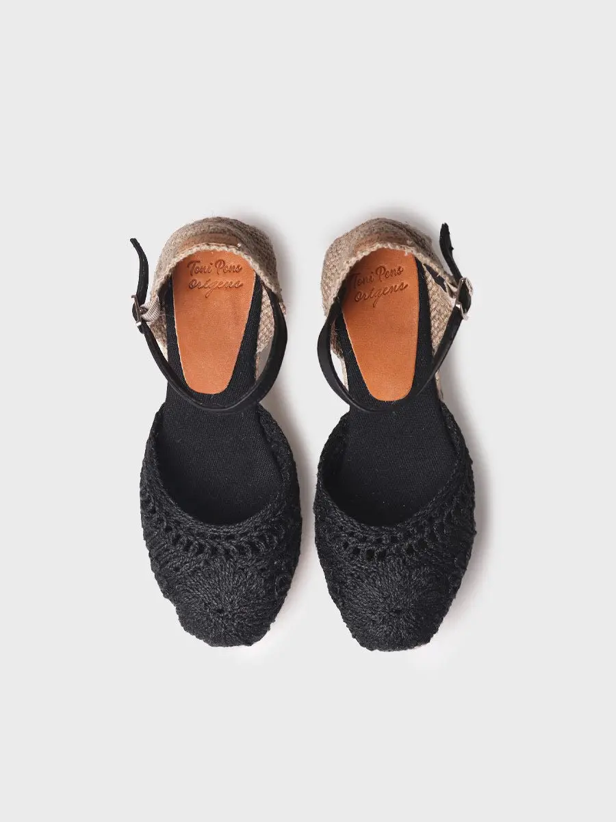 Espadrilles met sleehak voor dames van gehaakte stof
