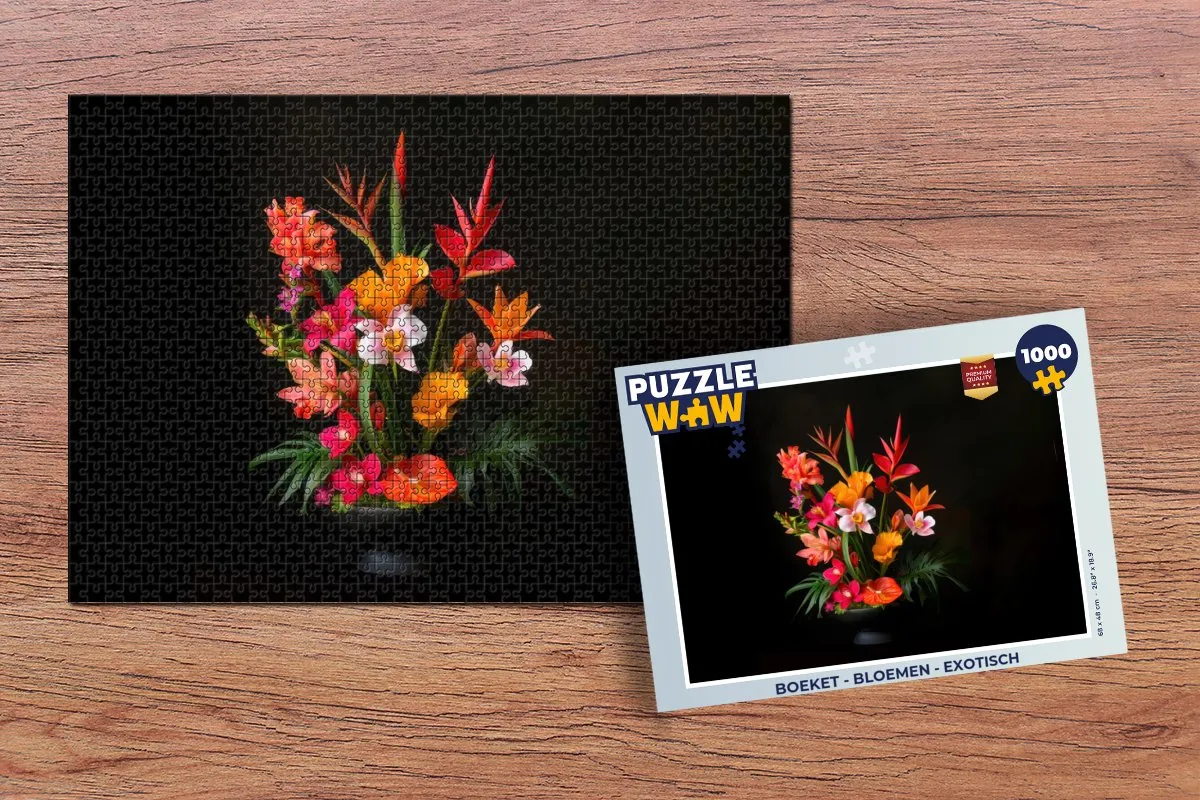 PuzzleWow Boeket Legpuzzel 1000 Stuks - Exotisch Bloemen
