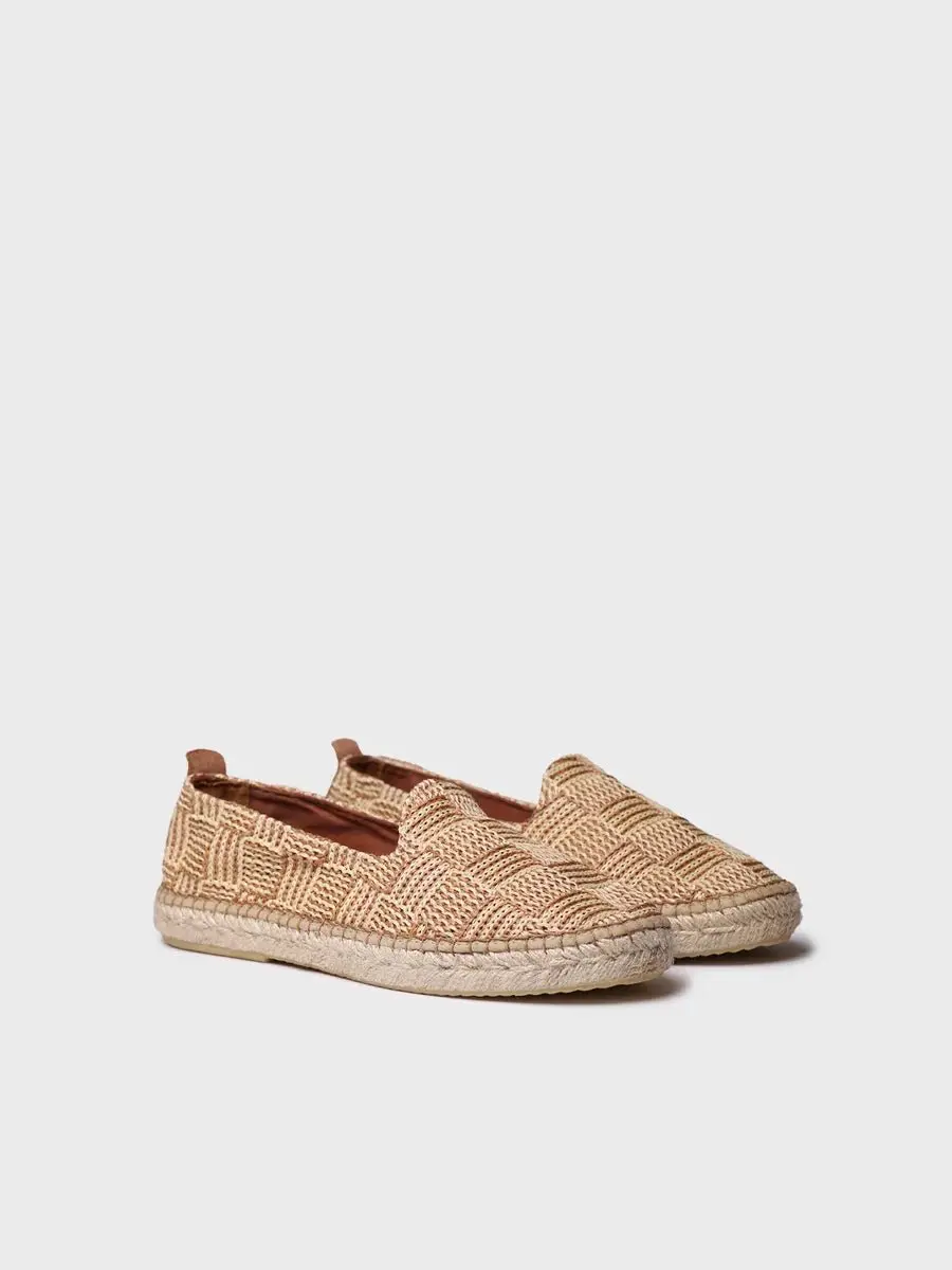 Gesloten espadrille van raffia voor heren met treklus aan de achterkant