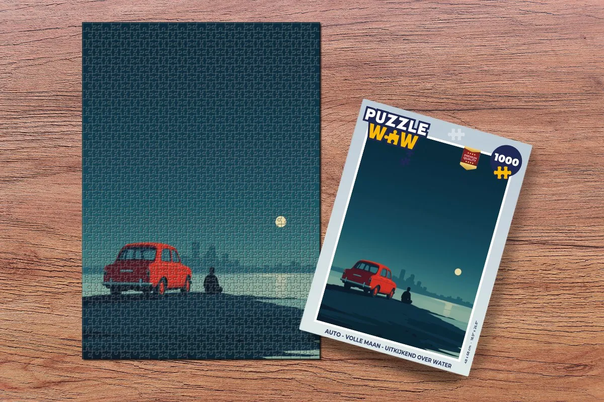 PuzzleWow Volle Maan Legpuzzel 1000 Stuks - Water/Maan