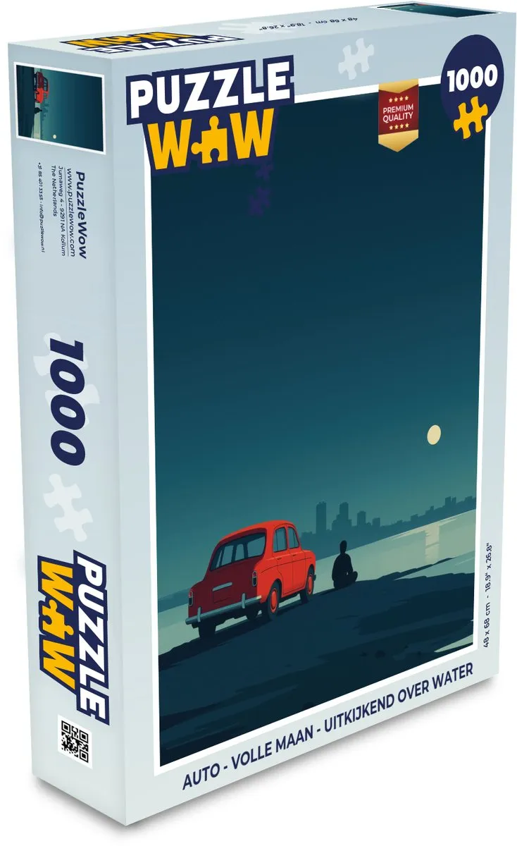 PuzzleWow Volle Maan Legpuzzel 1000 Stuks - Water/Maan