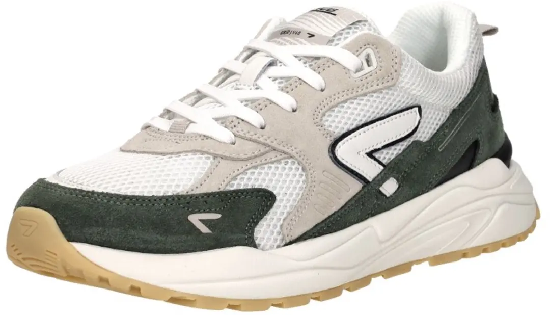 Hub Grid S48 Sneakers Heren - 44 - Wit/Donkergroen/Beige - afbeelding 5 van 6