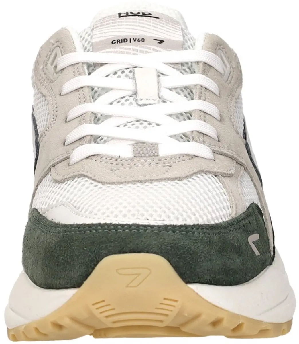 Hub Grid S48 Sneakers Heren - 44 - Wit/Donkergroen/Beige - afbeelding 3 van 6