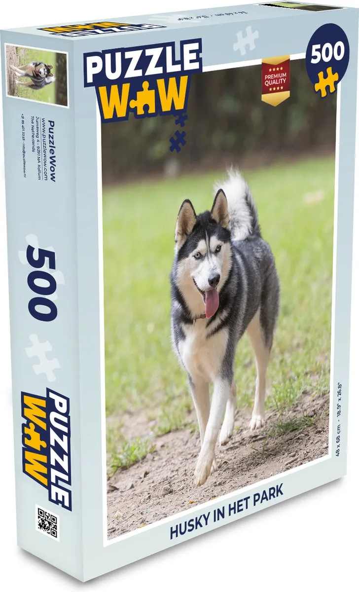 PuzzleWow Husky in het Park Legpuzzel 500 Stuks - Multicolor