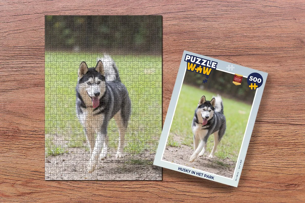 PuzzleWow Husky in het Park Legpuzzel 500 Stuks - Multicolor
