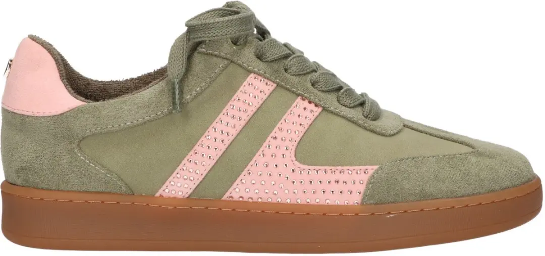 La Strada Sneaker Kaki Roze Textiel