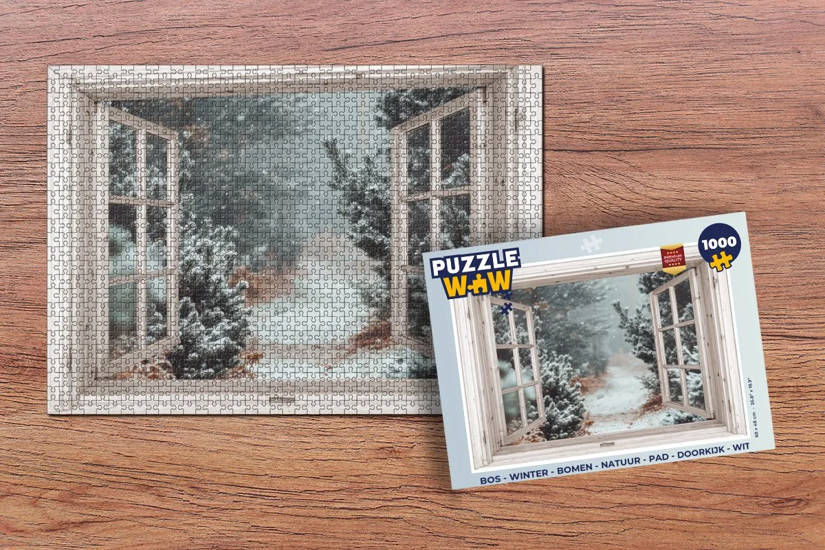 PuzzleWow Bos Winter Bomen Legpuzzel 1000 Stuks - Wit