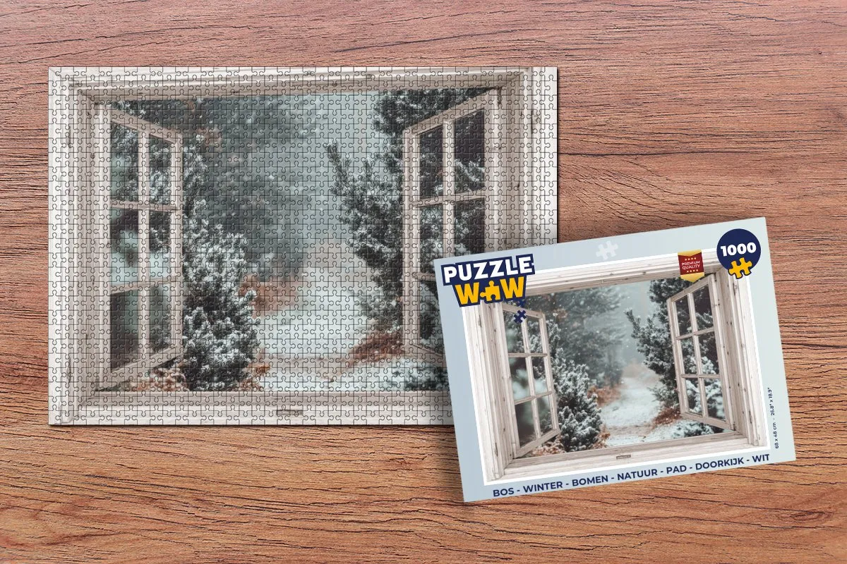 PuzzleWow Bos Winter Bomen Legpuzzel 1000 Stuks - Wit