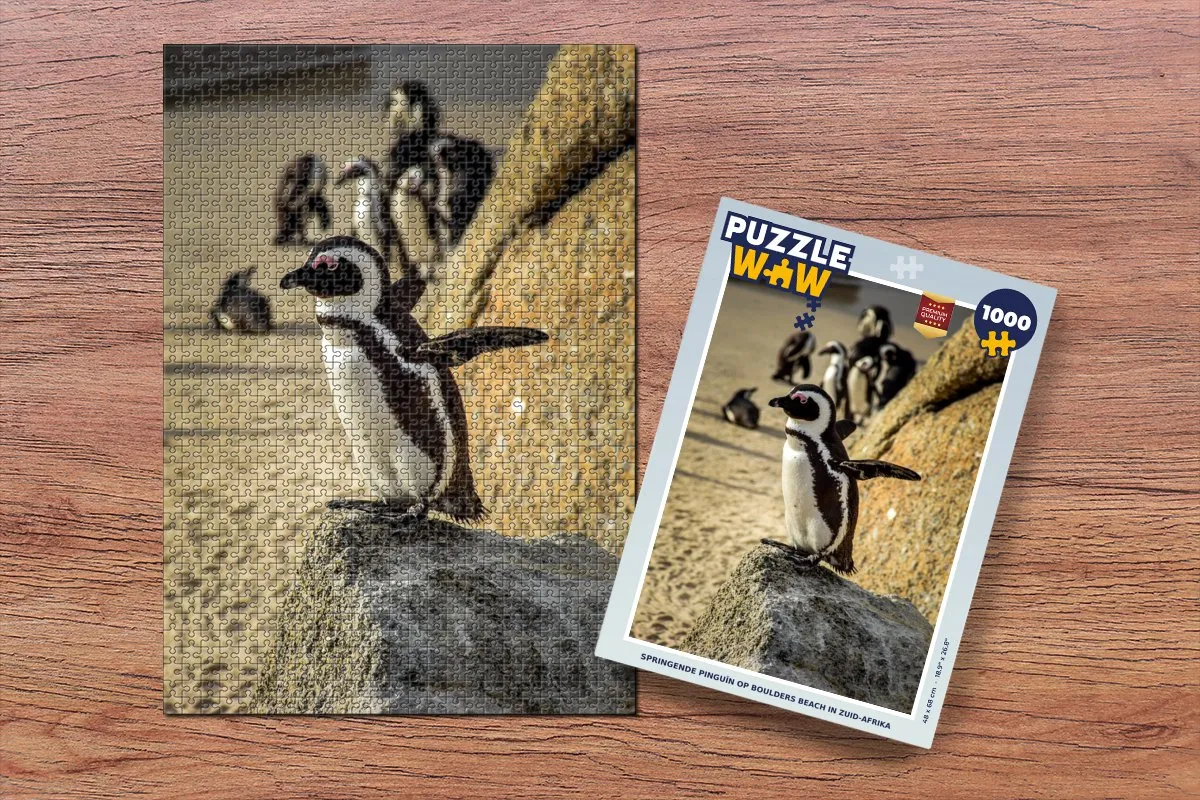 PuzzleWow Legpuzzel Springende Pinguïn 1000 Stuks - Multicolor