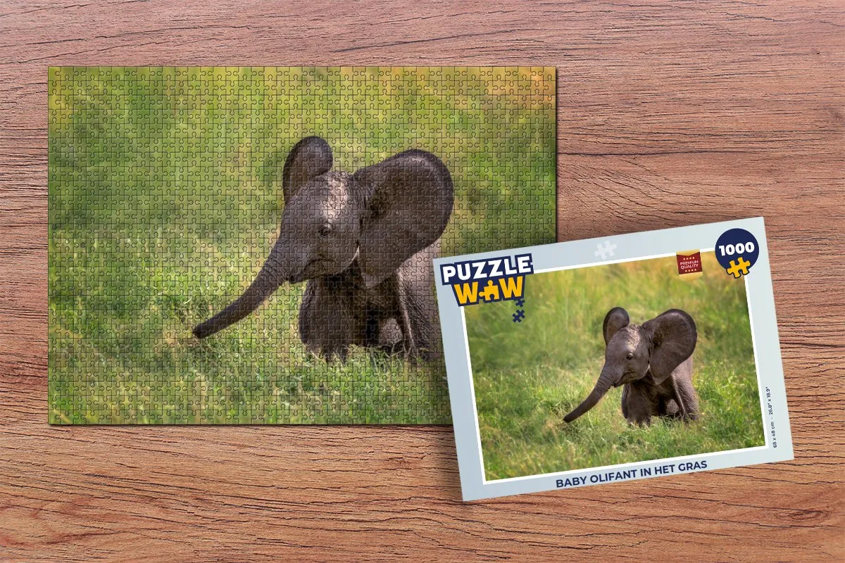 PuzzleWow Legpuzzel Baby Olifant 1000 Stuks - Multicolor