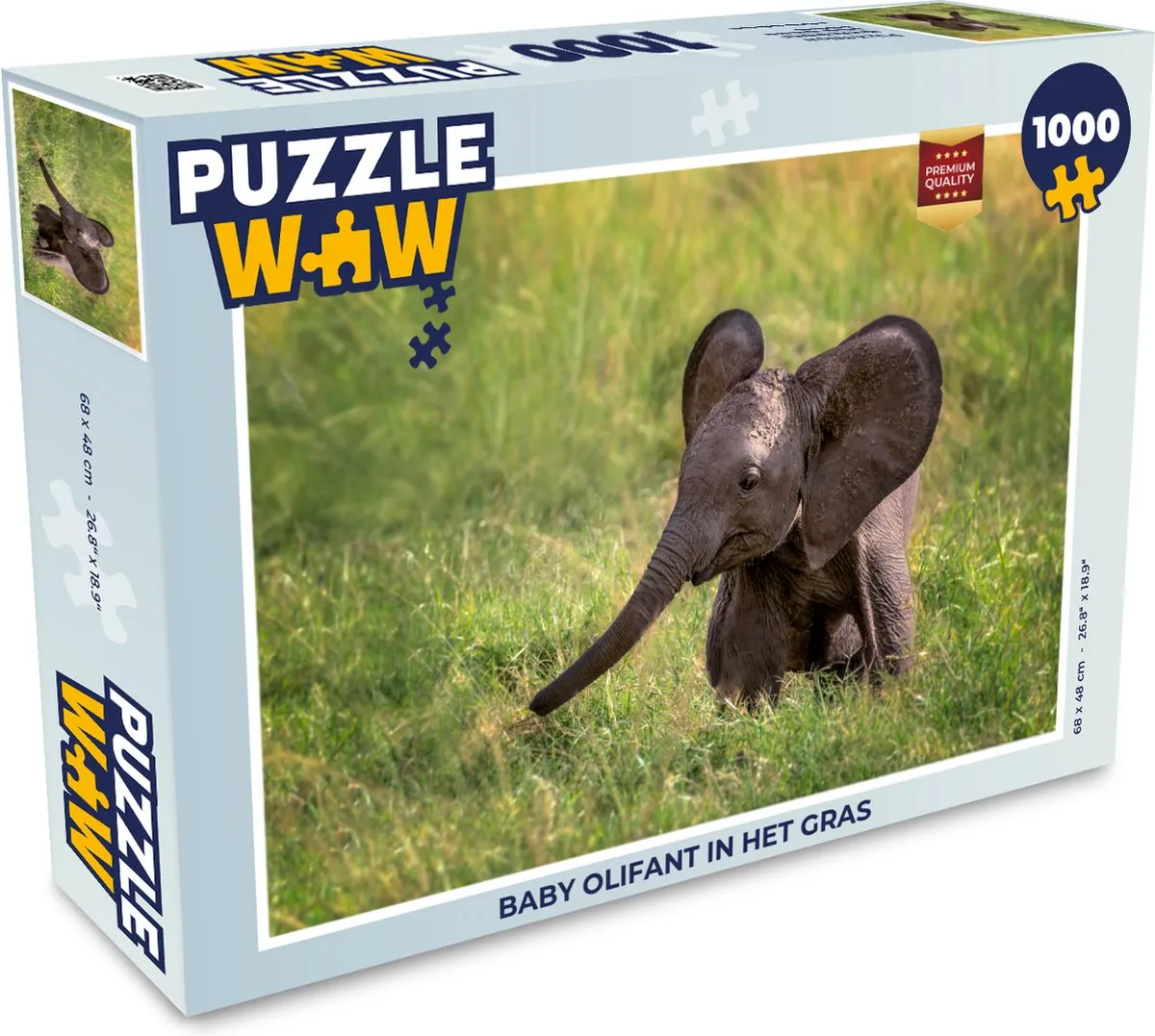 PuzzleWow Legpuzzel Baby Olifant 1000 Stuks - Multicolor