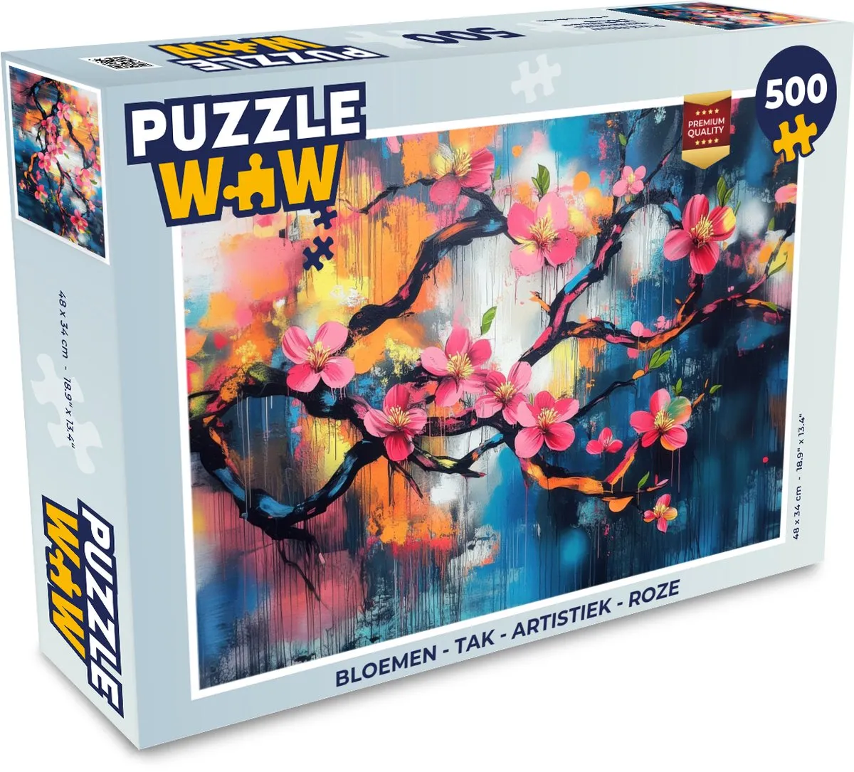 PuzzleWow Bloemen Tak Legpuzzel 500 Stuks - Roze