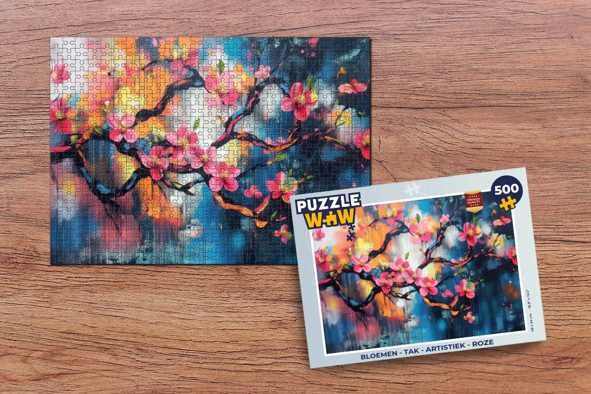 PuzzleWow Bloemen Tak Legpuzzel 500 Stuks - Roze