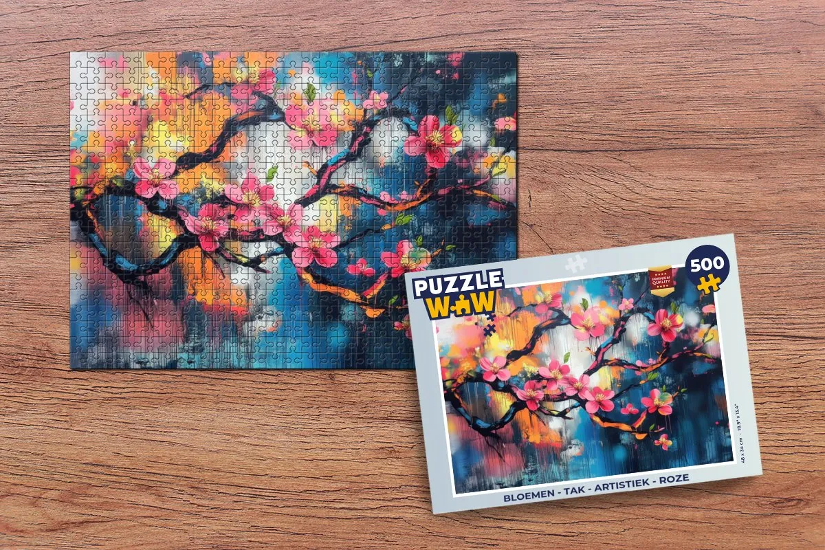 PuzzleWow Bloemen Tak Legpuzzel 500 Stuks - Roze