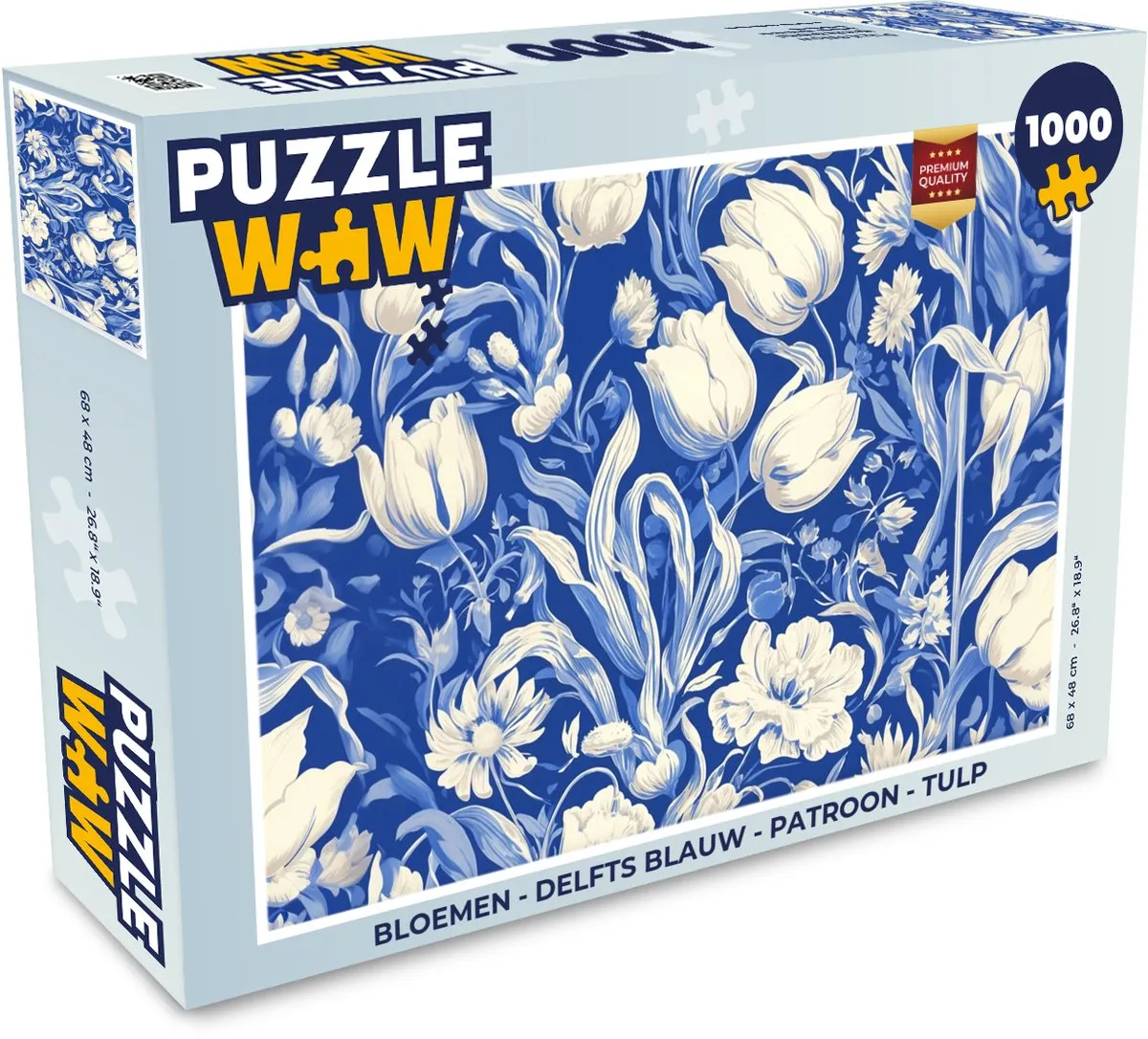 PuzzleWow Bloemen Legpuzzel 1000 Stuks - Delfts Blauw