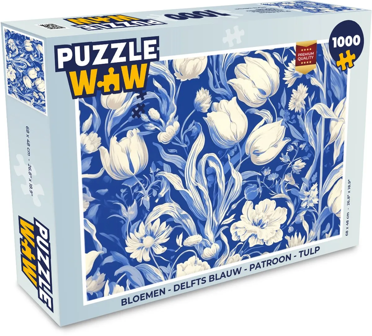 PuzzleWow Bloemen Legpuzzel 1000 Stuks - Delfts Blauw