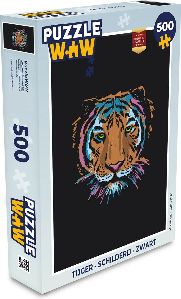 PuzzleWow Tijger Legpuzzel 500 Stuks - Multicolor