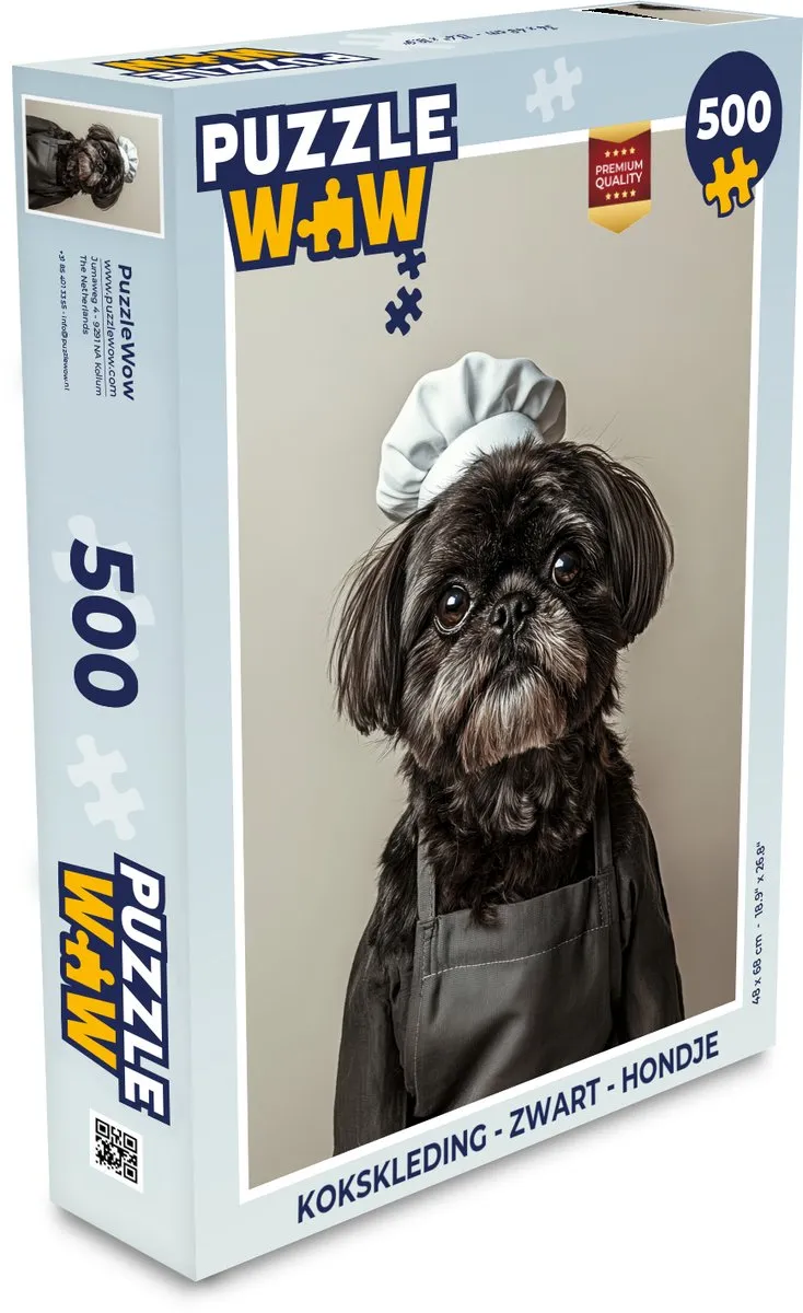 PuzzleWow Kokskleding Hondje Legpuzzel 500 Stuks - Zwart