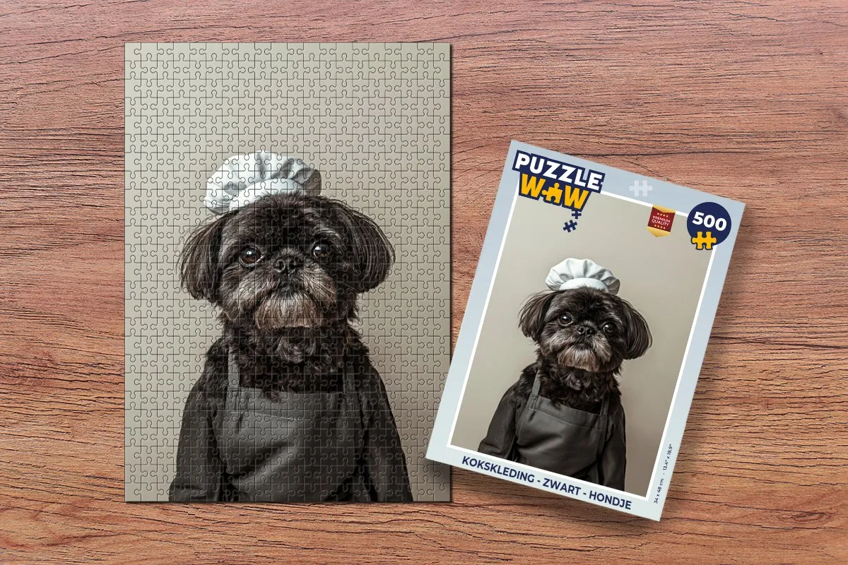 PuzzleWow Kokskleding Hondje Legpuzzel 500 Stuks - Zwart