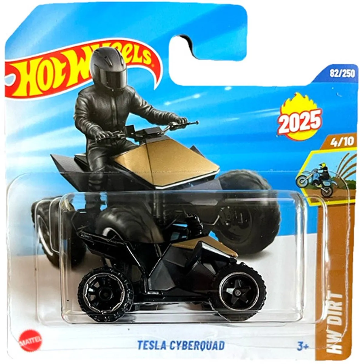 Hot Wheels Tesla Cyberquad Black Gold 21A Quad Short Card