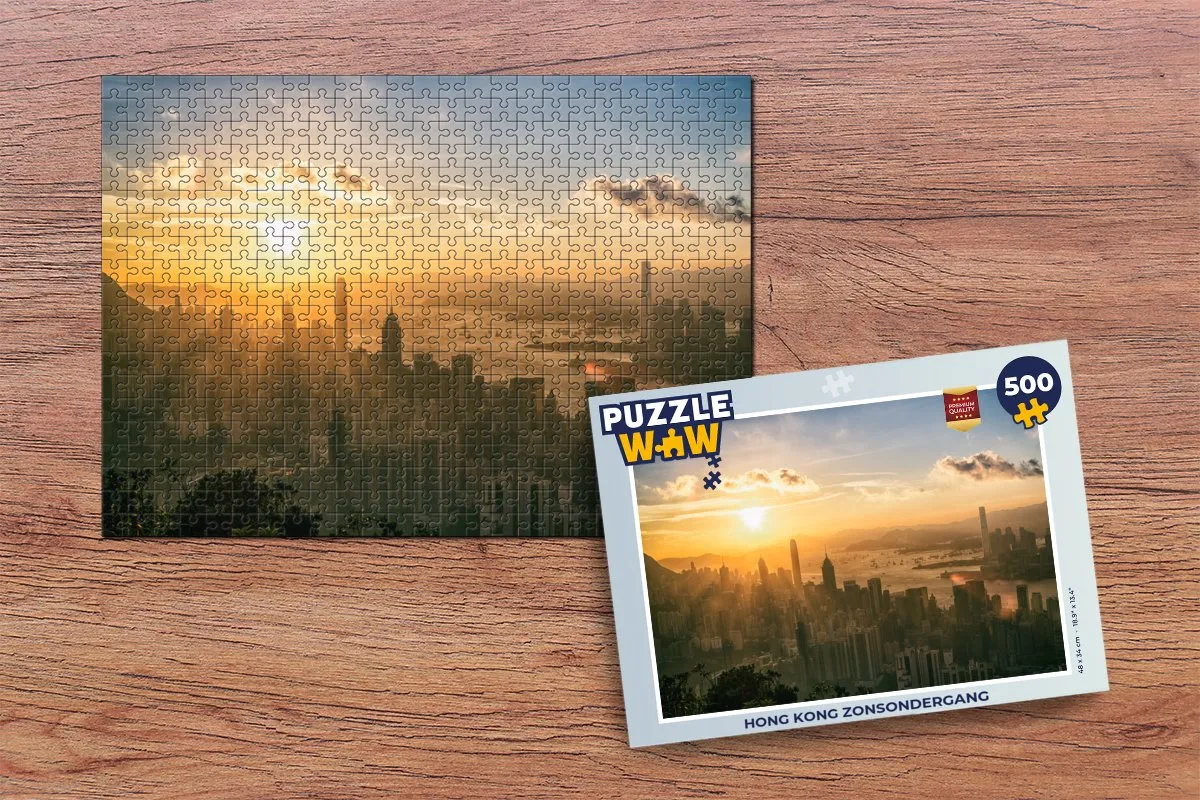 PuzzleWow Hong Kong Zonsondergang Legpuzzel 500 Stuks - Multicolor
