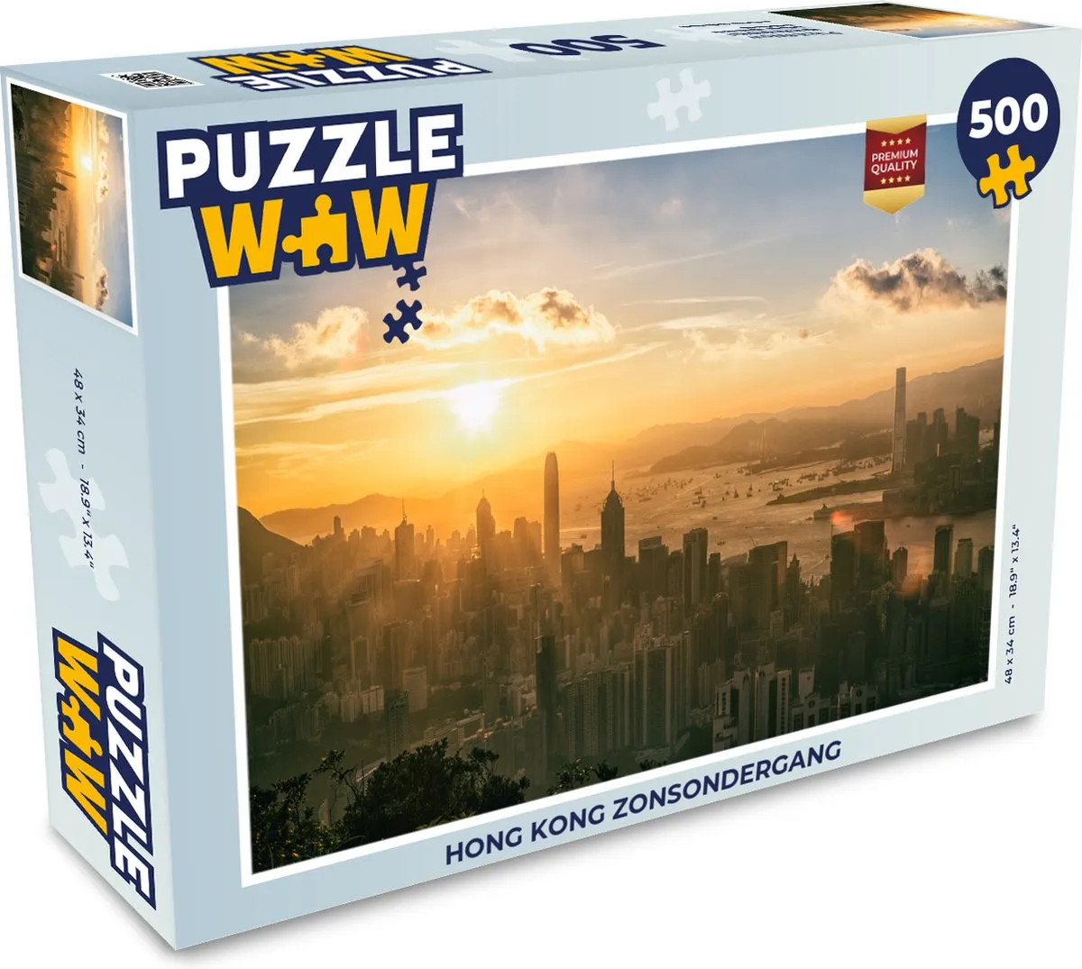 PuzzleWow Hong Kong Zonsondergang Legpuzzel 500 Stuks