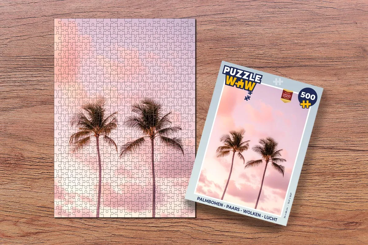 PuzzleWow Legpuzzel Palmbomen 500 Stuks - Paars