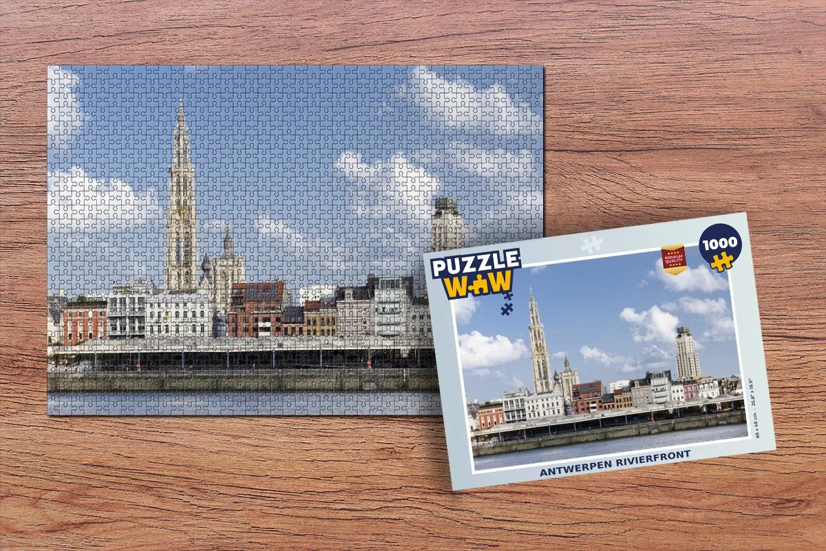 PuzzleWow Legpuzzel Antwerpen Water 1000 Stuks - Multicolor