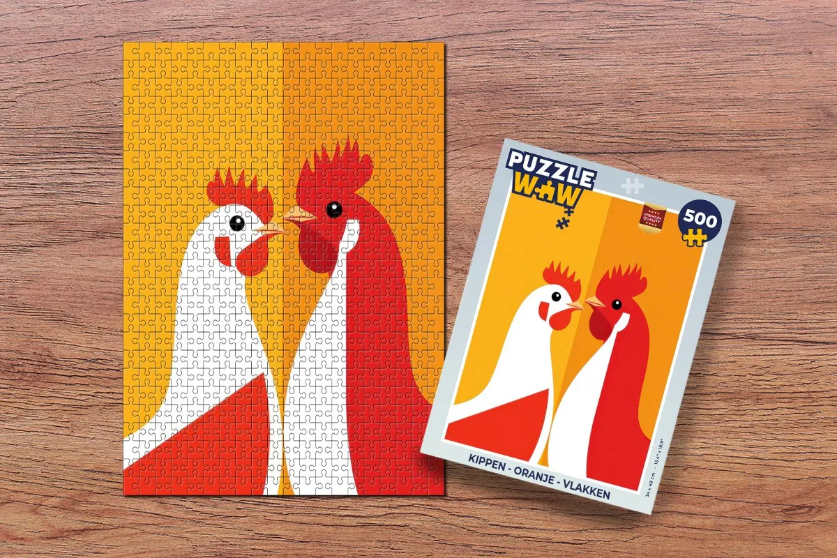 PuzzleWow Kippen Legpuzzel 500 Stuks - Oranje