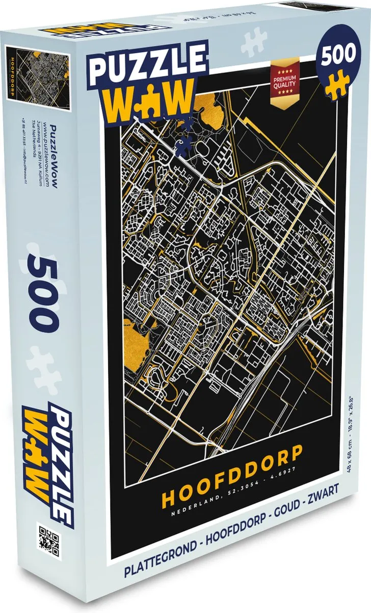 PuzzleWow Plattegrond Hoofddorp Legpuzzel 500 Stuks