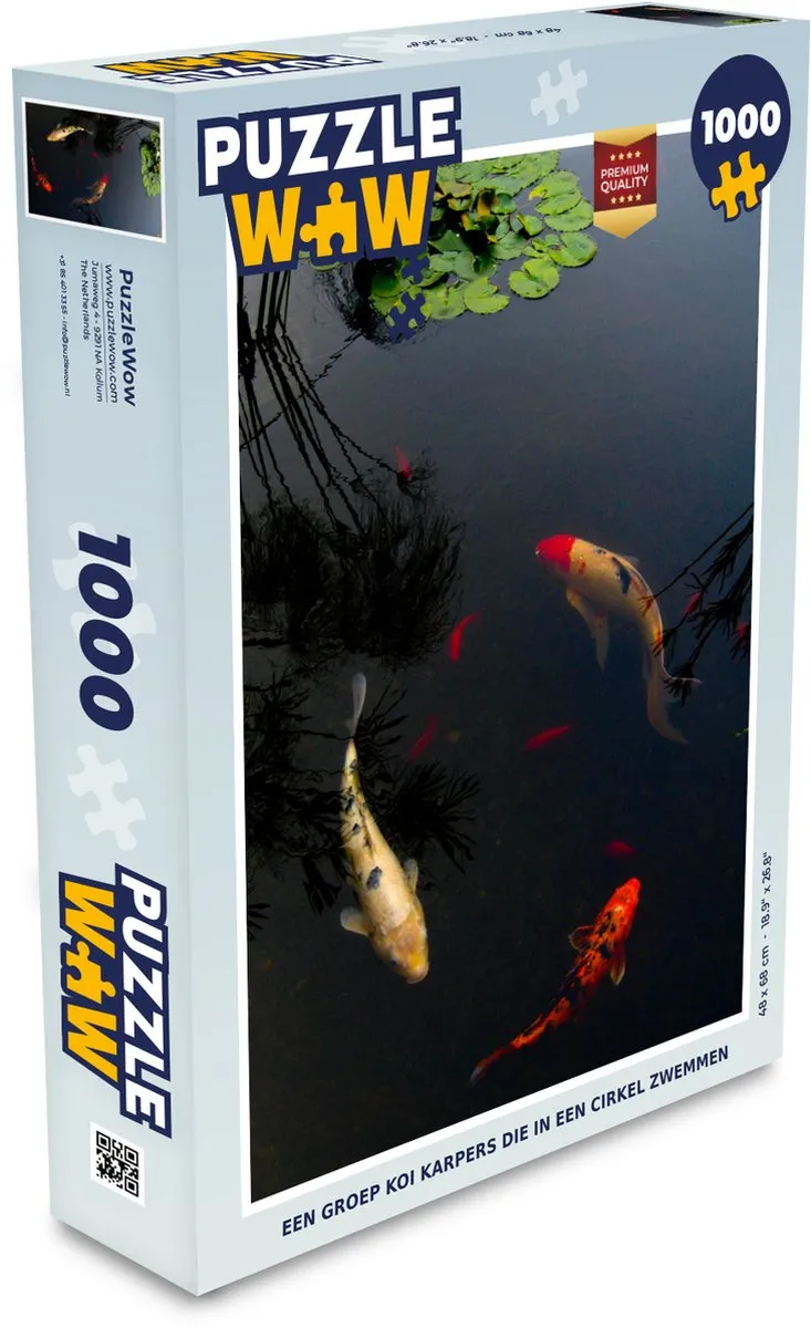 PuzzleWow Legpuzzel 1000 Stuks - Koi Karpers Multicolor