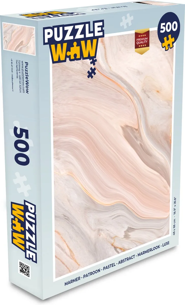 PuzzleWow Marmerlook Legpuzzel 500 Stuks - Multicolor