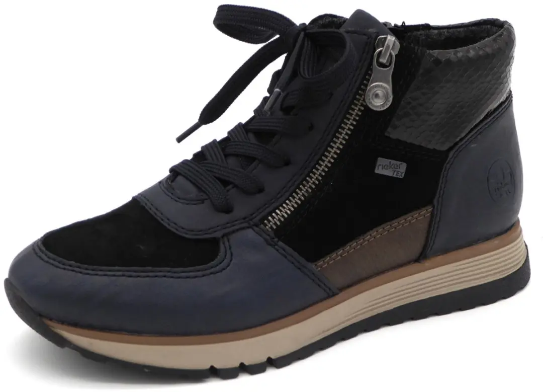 Rieker Dames Veterboots 49040-14 - Blauw - Maat 39