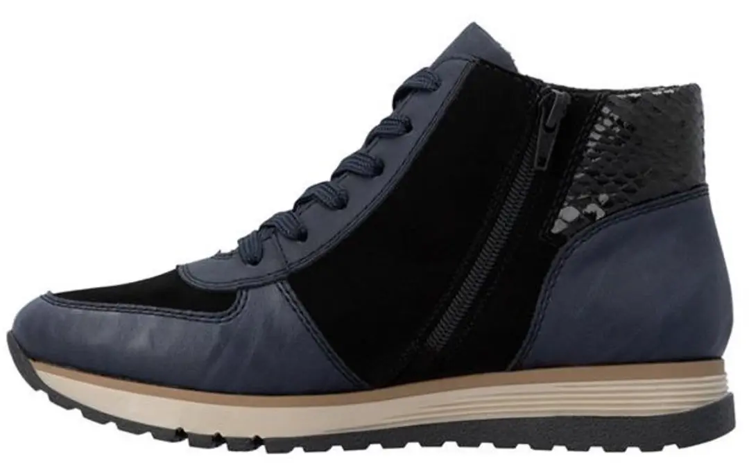 Rieker Dames Veterboots 49040-14 - Blauw - Maat 39