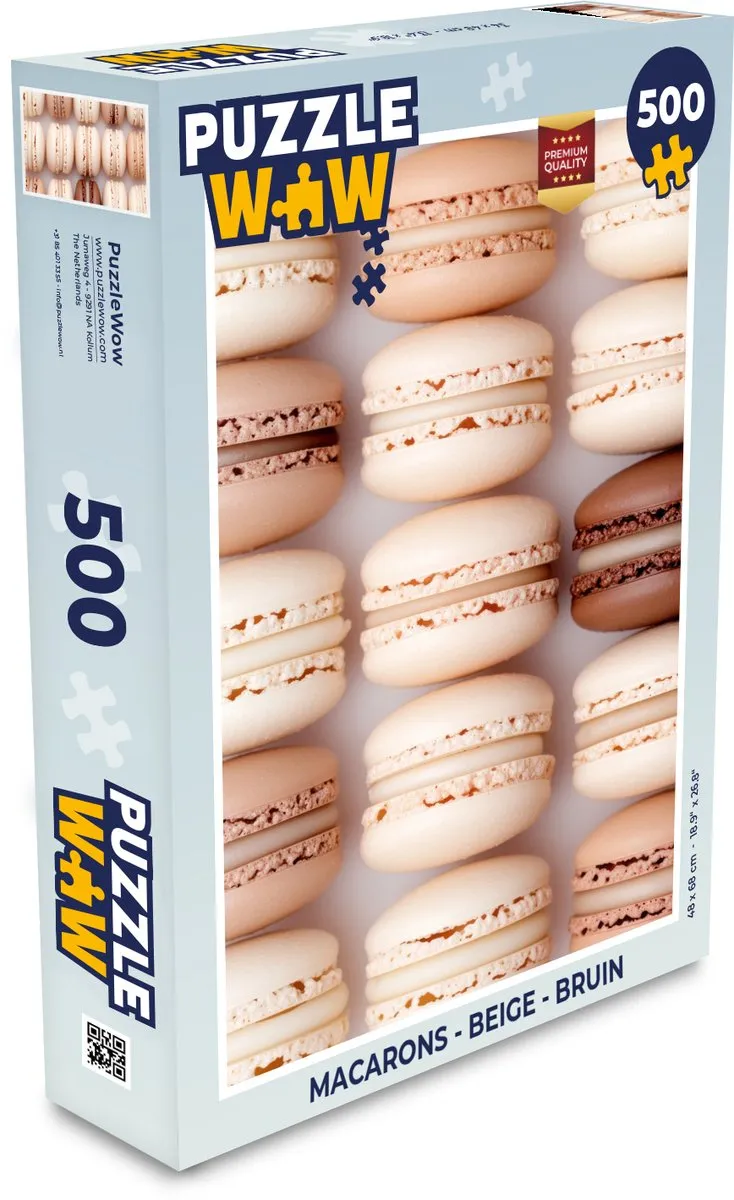 PuzzleWow Macarons Legpuzzel 500 Stuks - Beige/Bruin
