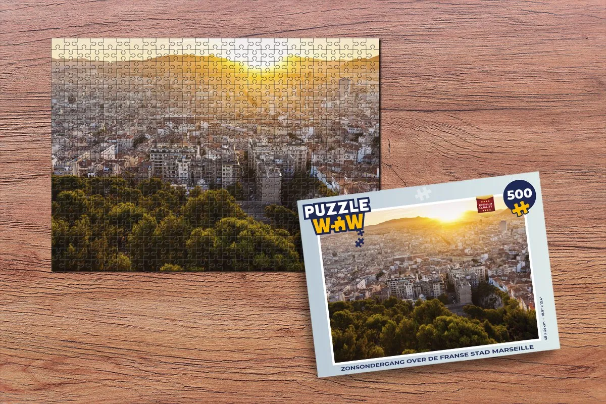 PuzzleWow Frankrijk Marseille Zonsondergang Legpuzzel 500 Stuks
